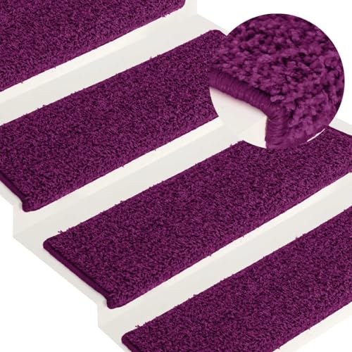 Qnhdfrt Treppenstufen Teppich 15er Set Rosa 65x21x4 cm Selbstklebend Anti-Rutsch Stufenmatten aus 100% PP 700 g/m² Waschbar & Faltbar Moderner Stufenteppich für Holztreppe Wohnzimmer Flur von Qnhdfrt