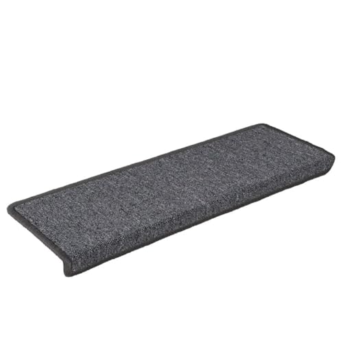 Qnhdfrt Treppenstufen Teppich 30 Stufenmatten 65x21 cm Dunkelgrau, 100% PP Nadelvlies 3,5 mm Flor, waschbar klappbar mit Anti-Rutsch Klebebändern, Modernes Design für Holz- und Betontreppen im Haus von Qnhdfrt