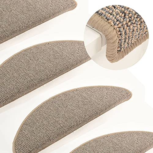 Qnhdfrt Treppenstufen Teppich Matte 15 Stück 65x21 cm Braun Halbrund Dicke 4 cm Antirutsch rutschfest Waschbar Modernes Design Selbstklebend für Flur Wohnzimmer Treppenaufgang von Qnhdfrt