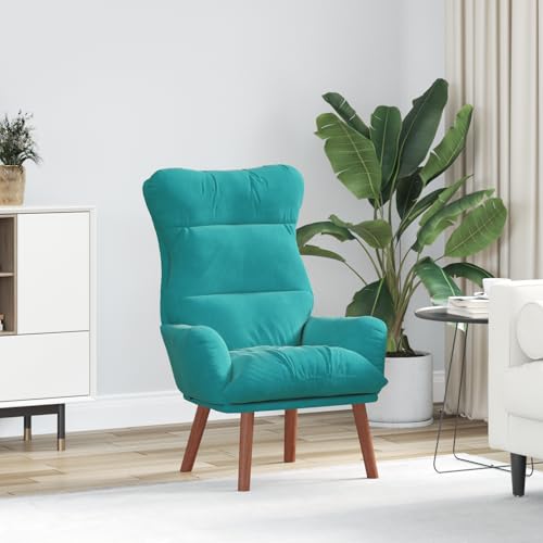 Qnhdfrt Türkis Samt Entspannungssessel Modern Ergonomisch für Wohnzimmer Leseecke Rechteckige Form 30cm Beinhöhe Einzelstuhl mit Boxkissen von Qnhdfrt