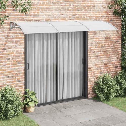 Qnhdfrt Türvordach Grau 300x100 cm Polycarbonat Überdachung für Eingang Witterungsschutz Robust und Langlebig mit Einfacher Montage von Qnhdfrt