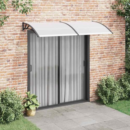 Qnhdfrt Türvordach Schwarz 200x100 cm Polycarbonat Überdachung für Eingang Fenster Balkon mit transparenter PC Platte und starker ABS Halterung von Qnhdfrt