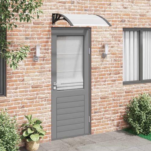 Qnhdfrt Türvordach Schwarz Transparent 80x75 cm Polycarbonat für Balkon Terrasse und Eingang, robuste Wetterfestigkeit mit einfacher Montage von Qnhdfrt