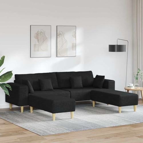 Qnhdfrt U-Form Sofa Schwarz 250x188 cm Schlafsofa Big Sofa mit Stauraum Robustes Holzgestell & Atmungsaktiver Stoff Modernes Ecksofa für Wohnzimmer Jugendzimmer von Qnhdfrt