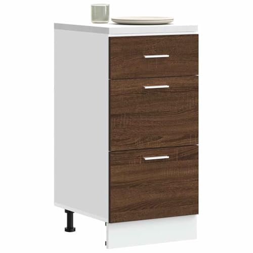 Qnhdfrt Unterschrank Lyon Braun Eichen-Optik 40x46x81,5 cm Holzwerkstoff Küchenschrank mit verstellbaren Füßen für Küchenorganisation und Vorratslagerung von Qnhdfrt