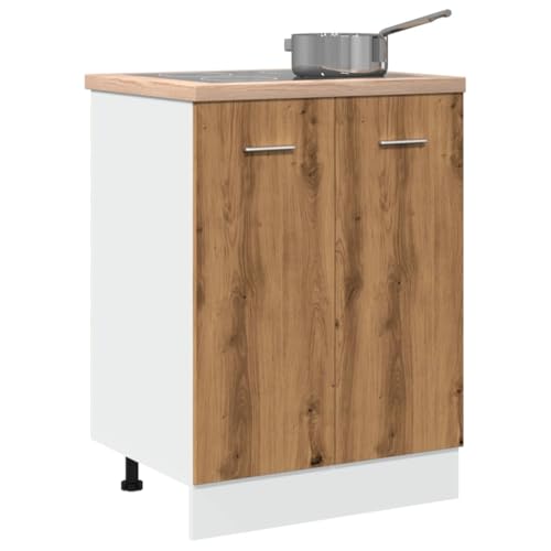 Qnhdfrt Unterschrank für Küche Lyon Artisan-Eiche aus Holzwerkstoff 60x46x81,5 cm mit 2 Fächern – Robust und Langlebig für e Aufbewahrung von Geschirr und Vorräten von Qnhdfrt