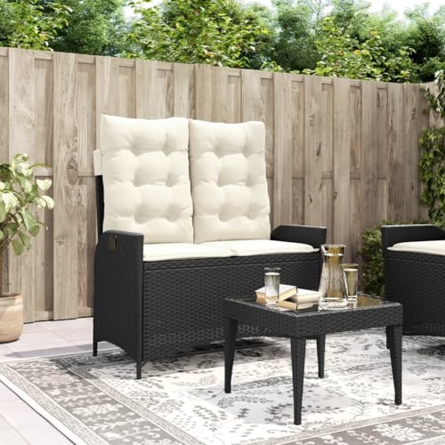 Qnhdfrt Verstellbare Gartenbank Outdoor Schwarz mit Kissen PE-Rattan Größe 104x59x93cm für Garten Balkon Terrasse Verstellbare Rückenlehne Dicke Polsterung Wetterfest Qnhdfrt Verstellbare Gartenbank Outdoor Schwarz mit Kissen PE-Rattan Größe 104x59x93cm für Garten Balkon Terrasse Verstellbare Rückenlehne Dicke Polsterung Wetterfest von Qnhdfrt