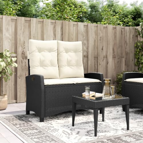 Qnhdfrt Verstellbare Gartenbank Schwarz PE Rattan mit Kissen für Balkon Garten Lounge Outdoor 105x66x93 cm Qnhdfrt Verstellbare Gartenbank Schwarz PE Rattan mit Kissen für Balkon Garten Lounge Outdoor 105x66x93 cm von Qnhdfrt