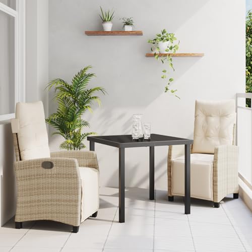 Qnhdfrt Verstellbare Gartenstühle Set 2er Beige Poly Rattan mit Komfortkissen für Garten Balkon und Terrasse Qnhdfrt Verstellbare Gartenstühle Set 2er Beige Poly Rattan mit Komfortkissen für Garten Balkon und Terrasse von Qnhdfrt