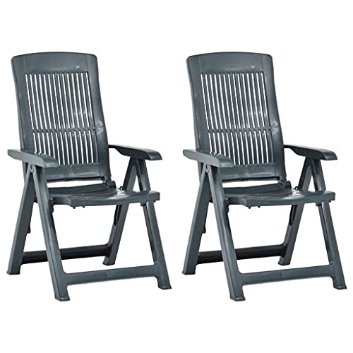 Qnhdfrt Verstellbare Klappbare Gartenstühle 2 Stück Grün Kunststoff Leicht mit Verstellbarer Rückenlehne für Garten Balkon Camping Strand Outdoor von Qnhdfrt