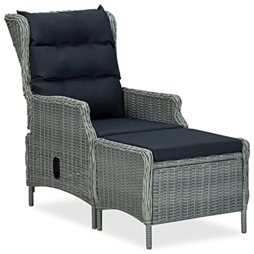 Qnhdfrt Verstellbarer Garten Sessel mit Fußhocker Hellgrau Poly Rattan Outdoor Loungesessel für Balkon Garten Camping - Robust Bequem mit Verstellbarer Rückenlehne und Dicker Polsterung Qnhdfrt Verstellbarer Garten Sessel mit Fußhocker Hellgrau Poly Rattan Outdoor Loungesessel für Balkon Garten Camping - Robust Bequem mit Verstellbarer Rückenlehne und Dicker Polsterung von Qnhdfrt