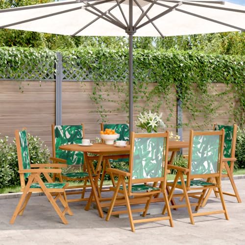 Qnhdfrt Verstellbarer Gartenstuhl Klappbar 6 STK. Grün Stoff Massivholz mit Liegefunktion Faltbar für Garten Balkon Terrasse Camping Outdoor von Qnhdfrt