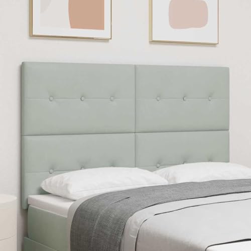 Qnhdfrt Verstellbares Kopfteil 160 cm Samt Hellgrau Rechteckig Modernes Design Kiefernholzbeine Stabil für Schlafzimmer Entspannung bequemes wandpolster bettkopfteil von Qnhdfrt