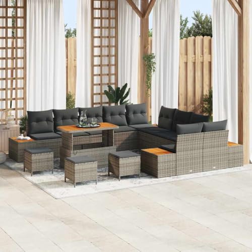 Qnhdfrt Vier-Sitzer Outdoor Sofa Set Grau Modernes Poly-Rattan Design mit Kissen für Garten Terrasse Balkon Sitzgruppe Lounge Möbel von Qnhdfrt