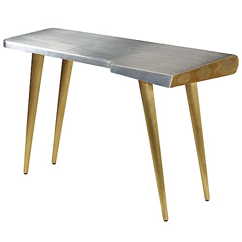 Qnhdfrt Vintage Flugzeug Schreibtisch Industriestil 120x60x76 cm Mangoholz mit Aluminiumverkleidung Stahlbeine für Büro Arbeitszimmer Jugendzimmer Robust und Zeitlos Qnhdfrt Vintage Flugzeug Schreibtisch Industriestil 120x60x76 cm Mangoholz mit Aluminiumverkleidung Stahlbeine für Büro Arbeitszimmer Jugendzimmer Robust und Zeitlos von Qnhdfrt
