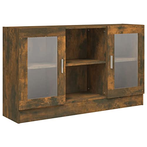 Qnhdfrt Vitrinenschrank aus Holzwerkstoff mit Glas in Räuchereiche 120x30,5x70 cm, viel Stauraum, robust und feuchtigkeitsbeständig für Wohnzimmer Küche Flur Qnhdfrt Vitrinenschrank aus Holzwerkstoff mit Glas in Räuchereiche 120x30,5x70 cm, viel Stauraum, robust und feuchtigkeitsbeständig für Wohnzimmer Küche Flur von Qnhdfrt