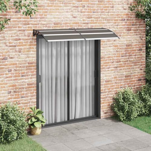 Qnhdfrt Vordach Markise Schwarz 200x75 cm für Balkon Terrasse Fenster mit Polycarbonat Platten Wetterschutz Klemmmontage von Qnhdfrt