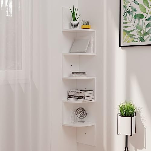 Qnhdfrt Wand-Eckregal Hochglanz-Weiß 19x19x123 cm Modernes Design Eckregal aus Holzwerkstoff für Wohnzimmer Bad Küche von Qnhdfrt