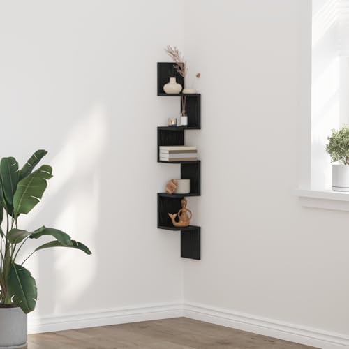 Qnhdfrt Wand Eckregal Schwarz Eiche 20x20x127,5 cm Holzwerkstoff mit 5 Regalböden Platzsparendes Eckdesign für Wohnzimmer Schlafzimmer Qnhdfrt Wand Eckregal Schwarz Eiche 20x20x127,5 cm Holzwerkstoff mit 5 Regalböden Platzsparendes Eckdesign für Wohnzimmer Schlafzimmer von Qnhdfrt