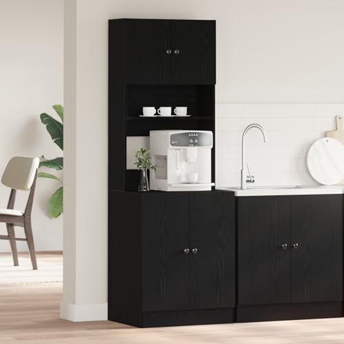 Qnhdfrt Wand Küchenschrank Apothekerschrank Vorratsschrank 60x50x180 cm Schwarze Eiche Holzwerkstoff Modern mit Verstellbaren Regalen für Küche Flur von Qnhdfrt