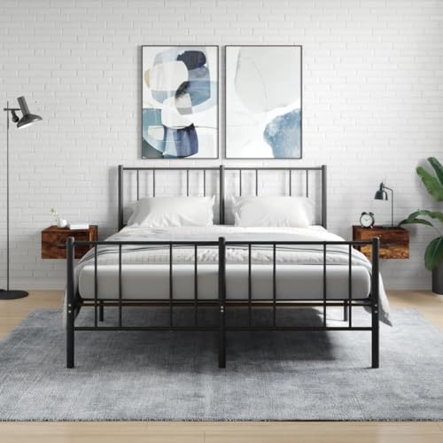 Qnhdfrt Wand-Nachttisch 2er Set Räuchereiche 35x35x20 cm aus Holzwerkstoff platzsparende schwebende Nachttische mit Stauraum Modernes Design für Wohnzimmer Schlafzimmer Flur von Qnhdfrt