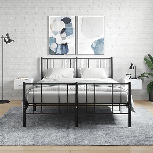 Qnhdfrt Wand-Nachttisch 2er Set Weiß 35x35x20 cm Holzwerkstoff Modernes platzsparendes Design mit verstecktem Stauraum und Präsentationsfläche für Schlafzimmer Flur und Home Office von Qnhdfrt