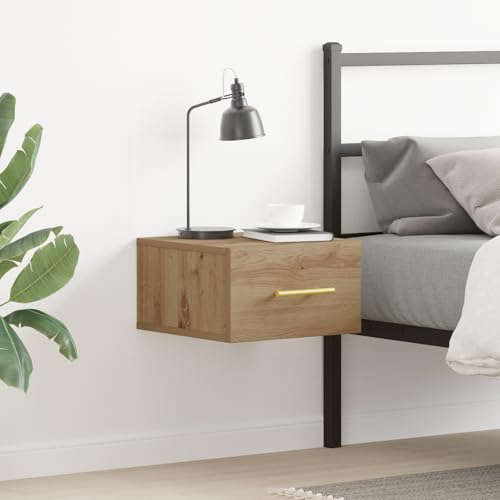 Qnhdfrt Wand-Nachttisch Artisan Eiche Stauraum Schrank Klein 35x35x20 cm Braun Matt Modernes Design für Wohnzimmer Schlafzimmer von Qnhdfrt