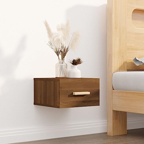 Qnhdfrt Wand-Nachttisch Braun Eichen-Optik 35x35x20 cm Holzwerkstoff Schmaler Nachttisch Mit Stauraum Für Schlafzimmer von Qnhdfrt