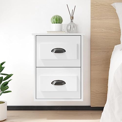 Qnhdfrt Wand-Nachttisch Hochglanz-Weiß mit 2 Schubladen Schmal 41,5x36x53 cm Moderne Nachttisch Kommode für Schlafzimmer Wandmontage Qnhdfrt Wand-Nachttisch Hochglanz-Weiß mit 2 Schubladen Schmal 41,5x36x53 cm Moderne Nachttisch Kommode für Schlafzimmer Wandmontage von Qnhdfrt