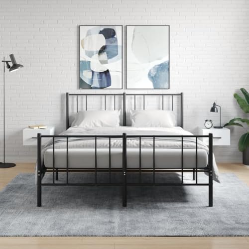 Qnhdfrt Wand Nachttisch Set 2 Stück Weiß 35x35x20 cm Kompakter Aufbewahrungsschrank für Schlafzimmer mit Wandmontage von Qnhdfrt
