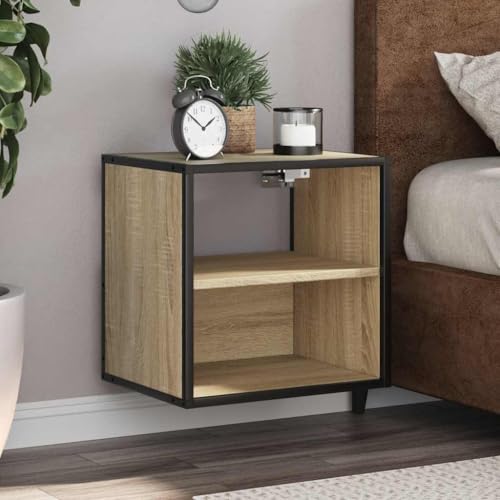 Qnhdfrt Wand-Nachttisch Sonoma-Eiche 40x31x39,5 cm Schmaler Beistelltisch mit Stauraum Wandmontiert für Schlafzimmer Robust und Platzsparend von Qnhdfrt