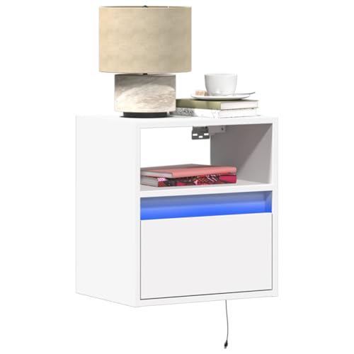 Qnhdfrt Wand-Nachttisch mit LED-Beleuchtung Weiß 41x31x45 cm 2er Set für Schlafzimmer Platzsparendes Design mit Schublade und Fach Moderner Nachttischschrank Qnhdfrt Wand-Nachttisch mit LED-Beleuchtung Weiß 41x31x45 cm 2er Set für Schlafzimmer Platzsparendes Design mit Schublade und Fach Moderner Nachttischschrank von Qnhdfrt