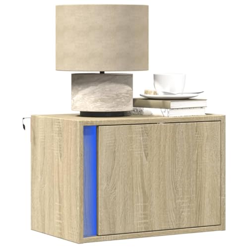 Qnhdfrt Wand Nachttisch mit LED Beleuchtung: Nachtschrank mit Schublade, Kleiner Beistelltisch für Schlafzimmer, Sonoma Eiche 50x31x35 cm Qnhdfrt Wand Nachttisch mit LED Beleuchtung: Nachtschrank mit Schublade, Kleiner Beistelltisch für Schlafzimmer, Sonoma Eiche 50x31x35 cm von Qnhdfrt