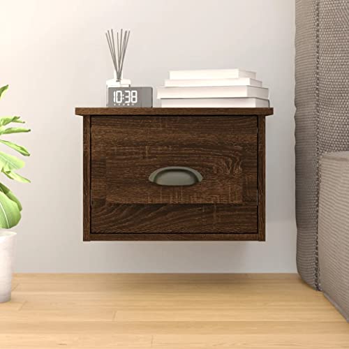 Qnhdfrt Wand-Nachttisch mit Schublade Braun Eichen-Optik 41,5x36x28 cm Schmal Schwebend für Schlafzimmer Elegantes Design und Stauraum von Qnhdfrt
