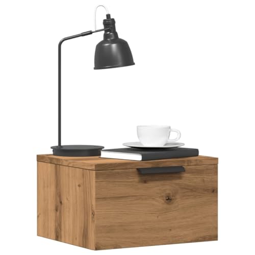 Qnhdfrt Wand-Nachttische 2er Set Artisan-Eiche 34x30x20 cm aus Holzwerkstoff Modern & Belastbar bis 60 kg platzsparende schwebende Nachtkommode mit Stauraum für Schlafzimmer Wohnzimmer Flur von Qnhdfrt