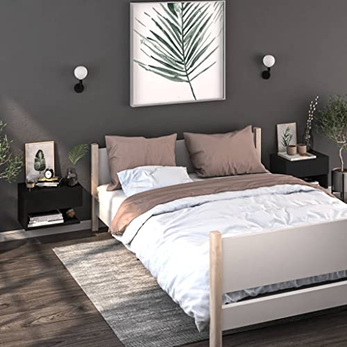 Qnhdfrt Wand-Nachttische Schwarz 2 Stück Schmaler Beistelltisch mit Wandmontage Kommode Nachtschrank für Schlafzimmer Maximiert Stauraum von Qnhdfrt