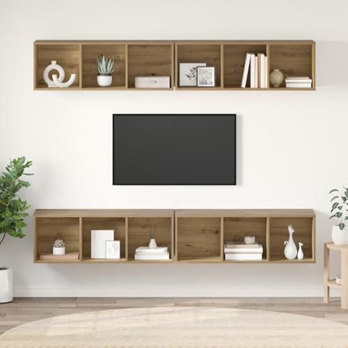 Qnhdfrt Wand TV Schrank 4 Stück Eiche Handwerklich 37x37x107,5 cm Modulares Wandregal Platzsparend für Wohnzimmer Fernseher und Aufbewahrung Qnhdfrt Wand TV Schrank 4 Stück Eiche Handwerklich 37x37x107,5 cm Modulares Wandregal Platzsparend für Wohnzimmer Fernseher und Aufbewahrung von Qnhdfrt