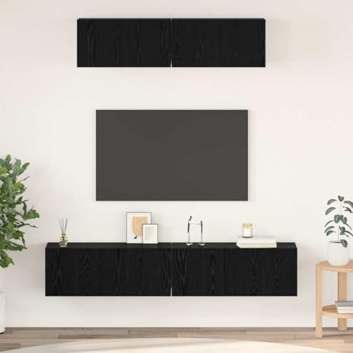 Qnhdfrt Wand-TV-Schrank Schwarz Eiche Holzwerkstoff Rustikales Design mit Schiebetüren Stauraum für Wohnzimmer Qnhdfrt Wand-TV-Schrank Schwarz Eiche Holzwerkstoff Rustikales Design mit Schiebetüren Stauraum für Wohnzimmer von Qnhdfrt