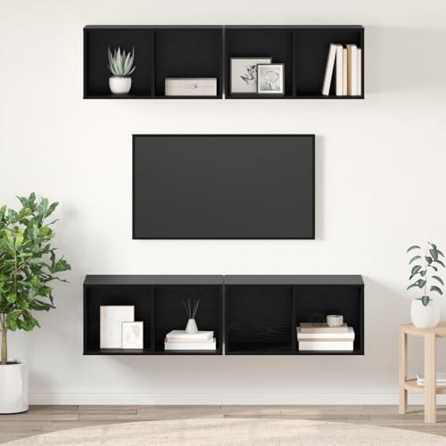 Qnhdfrt Wand TV Schrank mit Regal 4 Stück Schwarze Eiche 37x37x72 cm Modularer Wandmontierter TV Board für Wohnzimmer Schlafzimmer Heimbüro Qnhdfrt Wand TV Schrank mit Regal 4 Stück Schwarze Eiche 37x37x72 cm Modularer Wandmontierter TV Board für Wohnzimmer Schlafzimmer Heimbüro von Qnhdfrt