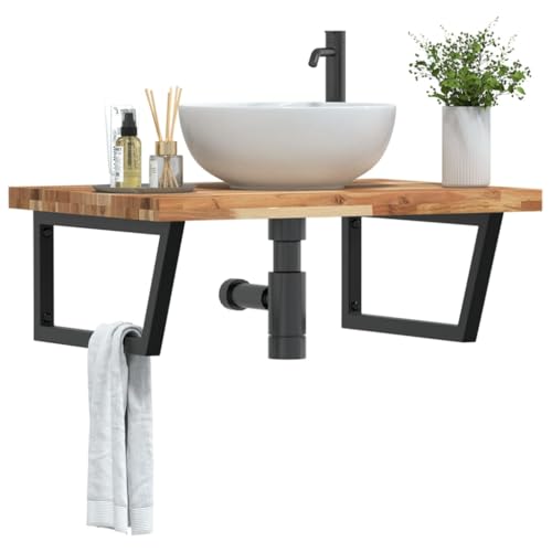 Qnhdfrt Wand-Waschbeckenregal 80x60 cm Akazienholz Stahl Schwarz Badregal mit Trapez-Halterung Modernes Design und Langlebigkeit für Badezimmer Gäste-WC Flur Qnhdfrt Wand-Waschbeckenregal 80x60 cm Akazienholz Stahl Schwarz Badregal mit Trapez-Halterung Modernes Design und Langlebigkeit für Badezimmer Gäste-WC Flur von Qnhdfrt