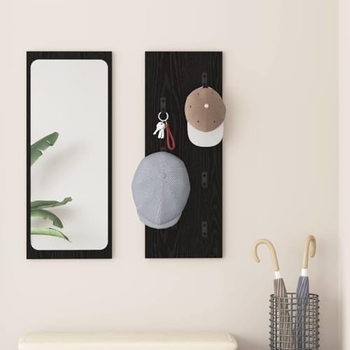 Qnhdfrt Wandgarderobe Schwarze Eiche 30 x 1.5 x 80 cm aus Holzwerkstoff mit 5 Haken bis 10 kg belastbar Modernes schwebendes Regal für Flur Schlafzimmer und Wohnzimmer Qnhdfrt Wandgarderobe Schwarze Eiche 30 x 1.5 x 80 cm aus Holzwerkstoff mit 5 Haken bis 10 kg belastbar Modernes schwebendes Regal für Flur Schlafzimmer und Wohnzimmer von Qnhdfrt