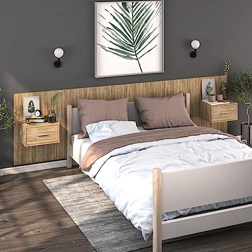 Qnhdfrt Wandmontiert Nachttisch Set 2 STK Schmal mit Schublade Sonoma Eiche Holzwerkstoff Kommode für Schlafzimmer 48.5x32.5x80cm Qnhdfrt Wandmontiert Nachttisch Set 2 STK Schmal mit Schublade Sonoma Eiche Holzwerkstoff Kommode für Schlafzimmer 48.5x32.5x80cm von Qnhdfrt