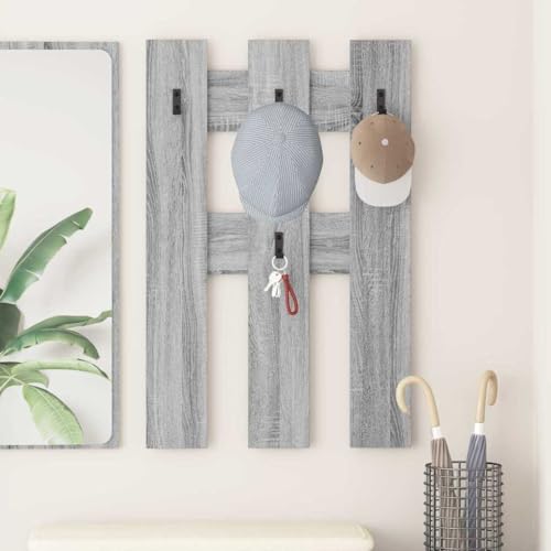 Qnhdfrt Wandmontierter Garderobenständer Grau Sonoma 65 x 100 cm aus Holzwerkstoff mit 5 Haken Minimalistisches Design Robust und Langlebig für Flur Wohnzimmer und Schlafzimmer Qnhdfrt Wandmontierter Garderobenständer Grau Sonoma 65 x 100 cm aus Holzwerkstoff mit 5 Haken Minimalistisches Design Robust und Langlebig für Flur Wohnzimmer und Schlafzimmer von Qnhdfrt