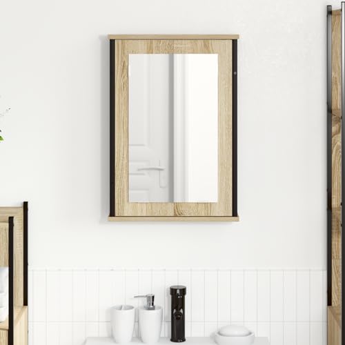 Qnhdfrt Wandmontierter Spiegelschrank für Badezimmer Natürliche Eiche Matt Schwarz mit 3 Fächern und Spiegel – Praktischer Stauraum Modernes Design für Organisierte Pflege Qnhdfrt Wandmontierter Spiegelschrank für Badezimmer Natürliche Eiche Matt Schwarz mit 3 Fächern und Spiegel – Praktischer Stauraum Modernes Design für Organisierte Pflege von Qnhdfrt