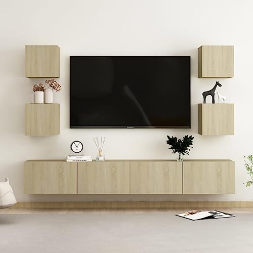 Qnhdfrt Wandmontierter TV-Schrank Lowboard Set Sonoma-Eiche Holzwerkstoff 2 Große und 4 Kleine Fächer für Fernseher Aufbewahrung im Wohnzimmer Robustes Design mit Stauraum Qnhdfrt Wandmontierter TV-Schrank Lowboard Set Sonoma-Eiche Holzwerkstoff 2 Große und 4 Kleine Fächer für Fernseher Aufbewahrung im Wohnzimmer Robustes Design mit Stauraum von Qnhdfrt
