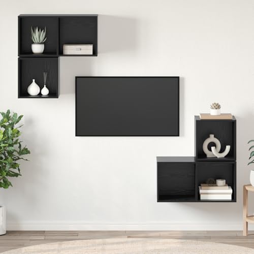 Qnhdfrt Wandmontierter TV Schrank Set 4 Teile Schwarze Eiche 37x37x72 cm Holzwerkstoff Modulares Design für Wohnzimmer und Schlafzimmer Qnhdfrt Wandmontierter TV Schrank Set 4 Teile Schwarze Eiche 37x37x72 cm Holzwerkstoff Modulares Design für Wohnzimmer und Schlafzimmer von Qnhdfrt