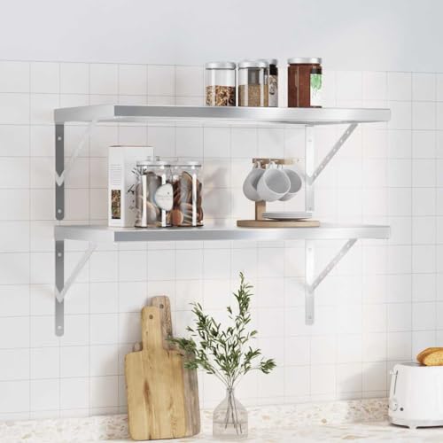 Qnhdfrt Wandregal 2er Set Edelstahl Silber 75x40x3 cm Schwebendes Regal für Wohnzimmer Büro Schlafzimmer Qnhdfrt Wandregal 2er Set Edelstahl Silber 75x40x3 cm Schwebendes Regal für Wohnzimmer Büro Schlafzimmer von Qnhdfrt