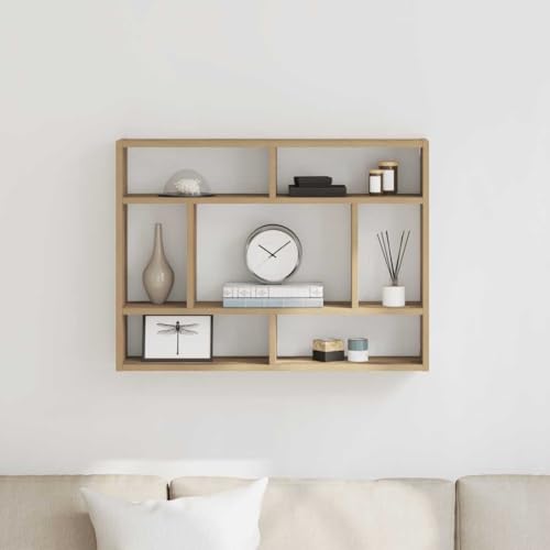 Qnhdfrt Wandregal Artisan-Eiche 75x16x55 cm aus Holzwerkstoff - Robustes Schwebendes Regal für Praktischen Stauraum in Wohnzimmer Büro Küche Badezimmer von Qnhdfrt