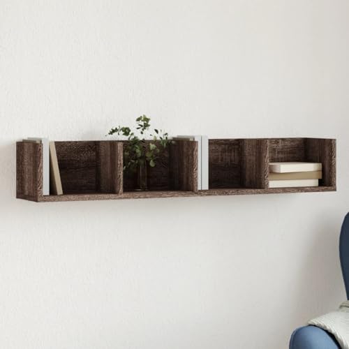 Qnhdfrt Wandregal Braun Eichen-Optik aus Holzwerkstoff Schwebend 99x18x16,5 cm Modernes Design für Wanddekor Bücherregal Küchenregal in Wohnzimmer Badezimmer von Qnhdfrt