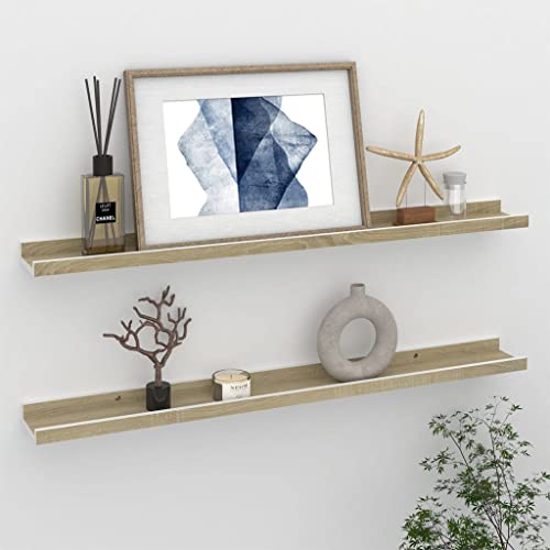 Qnhdfrt Wandregal Schwebend 2 Stück Weiß und Sonoma-Eiche 80x9x3 cm Robustes MDF Regal für Deko Bücher Pflanzen im Wohnzimmer Bad Küche Qnhdfrt Wandregal Schwebend 2 Stück Weiß und Sonoma-Eiche 80x9x3 cm Robustes MDF Regal für Deko Bücher Pflanzen im Wohnzimmer Bad Küche von Qnhdfrt